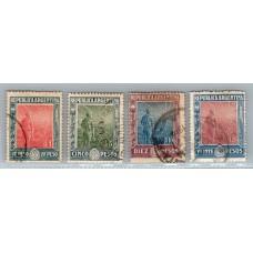 ARGENTINA 1912 GJ 359/62 ESTAMPILLAS FINAMENTE USADAS SON LOS VALORES ALTOS Y FINALES DE LA SERIE NUEVA U$ 127.50